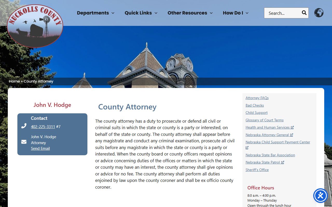 Nuckolls County court records after arrest county attorney page