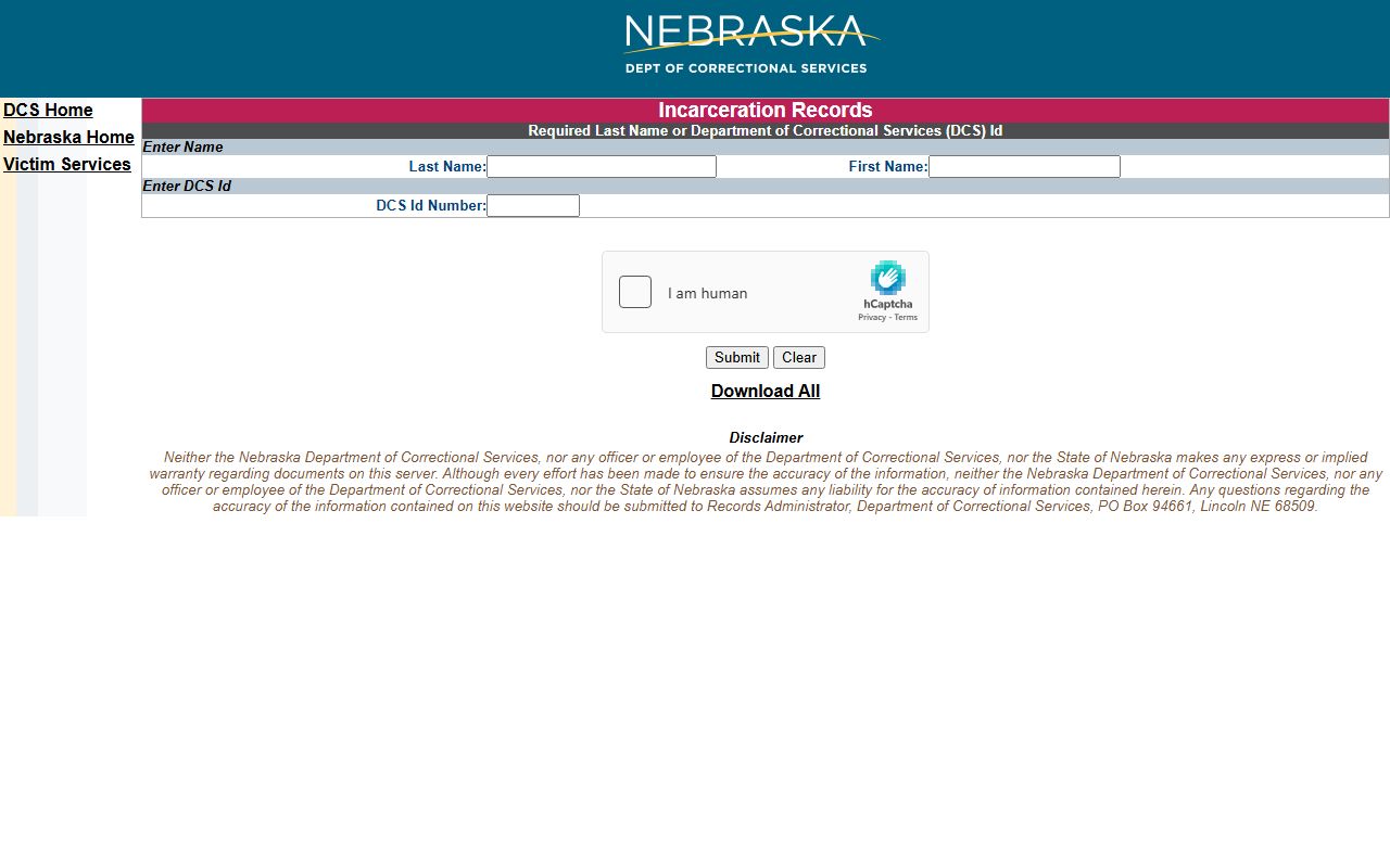 Nebraska state inmate search for sentenced custody rather than Nuckolls County jail mugshots